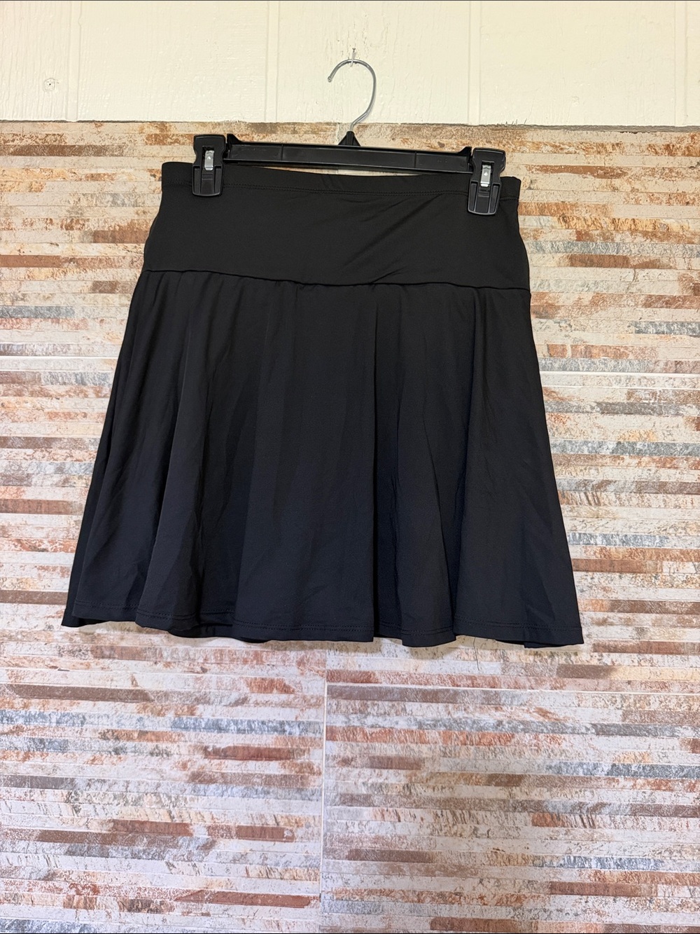 Women's Black Skater Circle Skirt with Wide Waistband